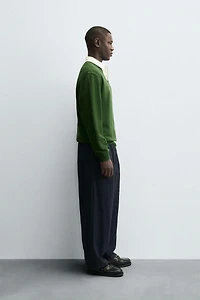 CONTRAST COLLAR POLO SWEATSHIRT