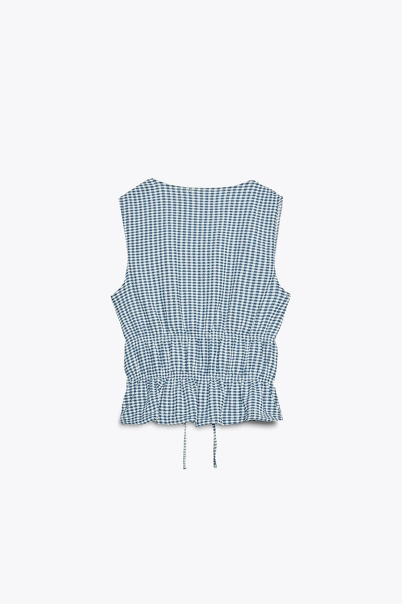 GINGHAM TIE TOP