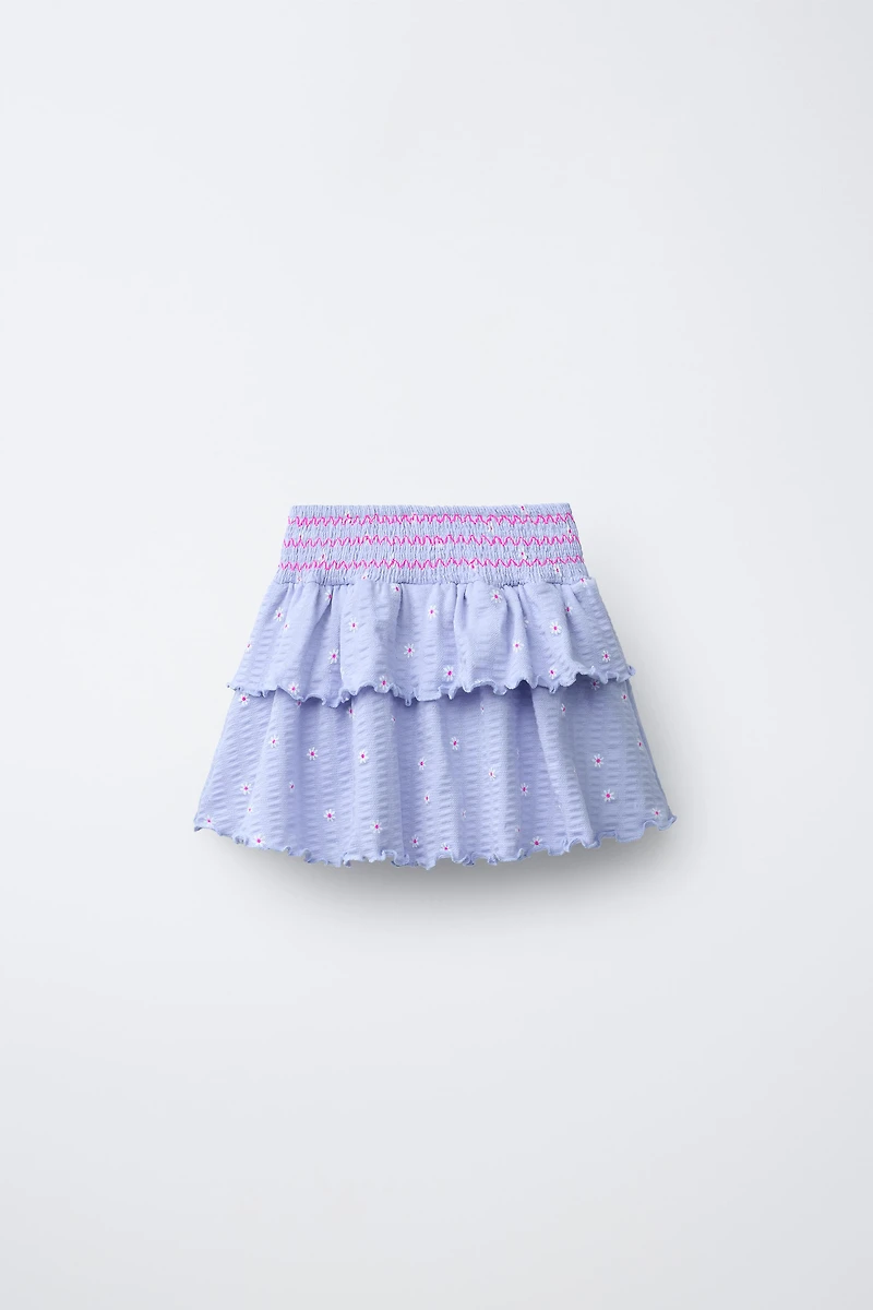 JUPE-SHORT TEXTURÉE À FLEURS