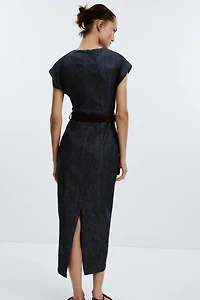 BELTED FITTED MIDI DRESS