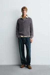GEOMETRIC JACQUARD KNIT POLO SHIRT