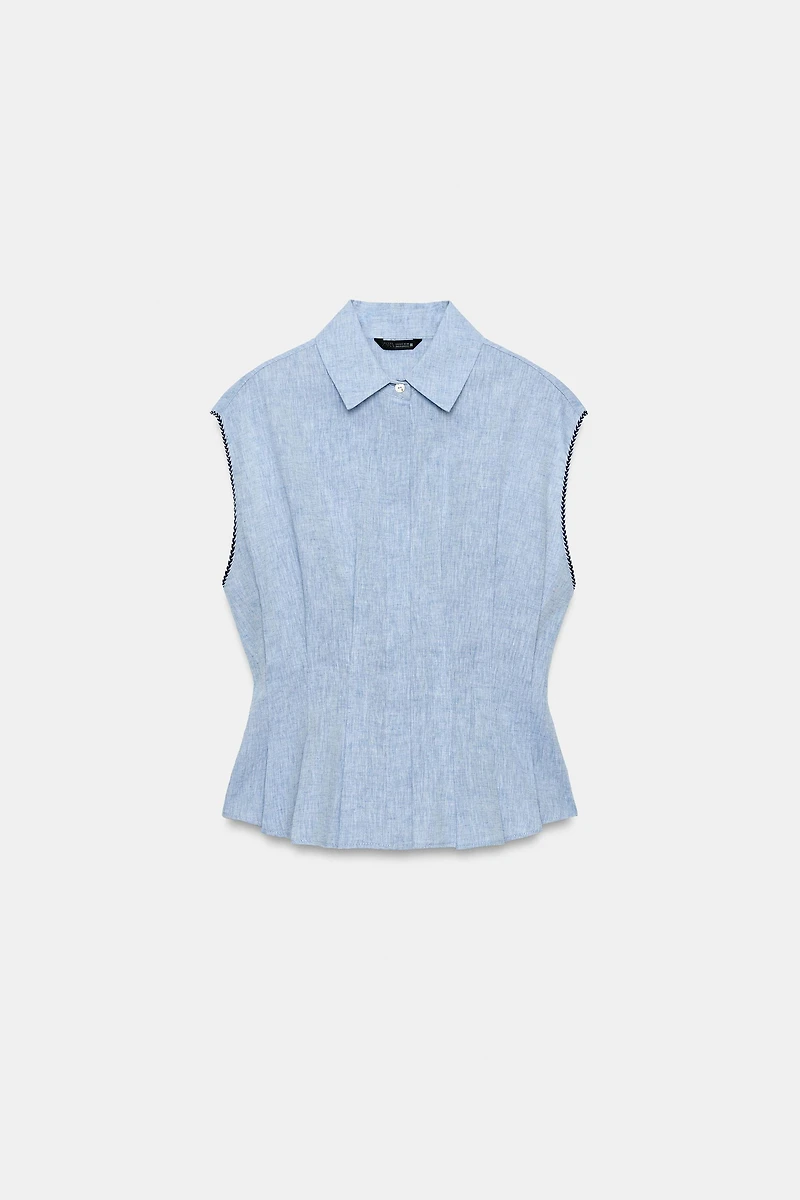 LINEN DARTED TOP