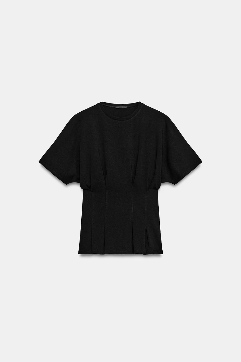 FITTED PLEATED T-SHIRT