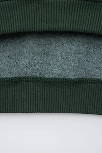 FAUX SHEARLING BEAR PATCH SWEATSHIRT