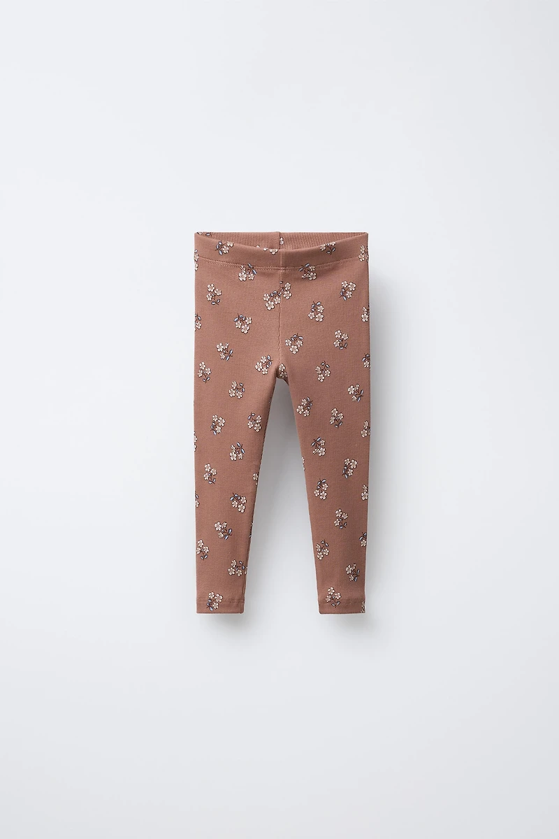 PRINTED RIBBED LEGGINGS