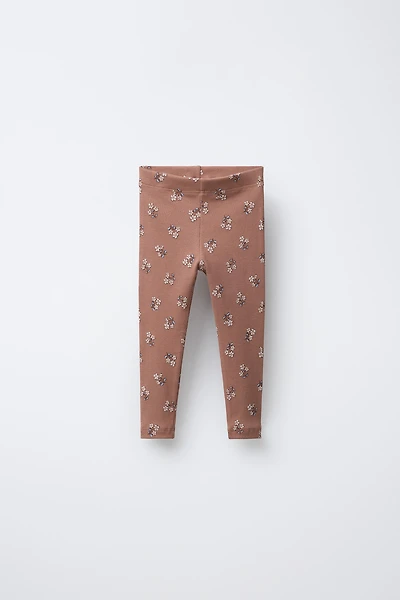 PRINTED RIBBED LEGGINGS