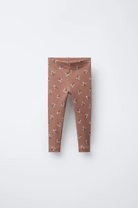 PRINTED RIBBED LEGGINGS