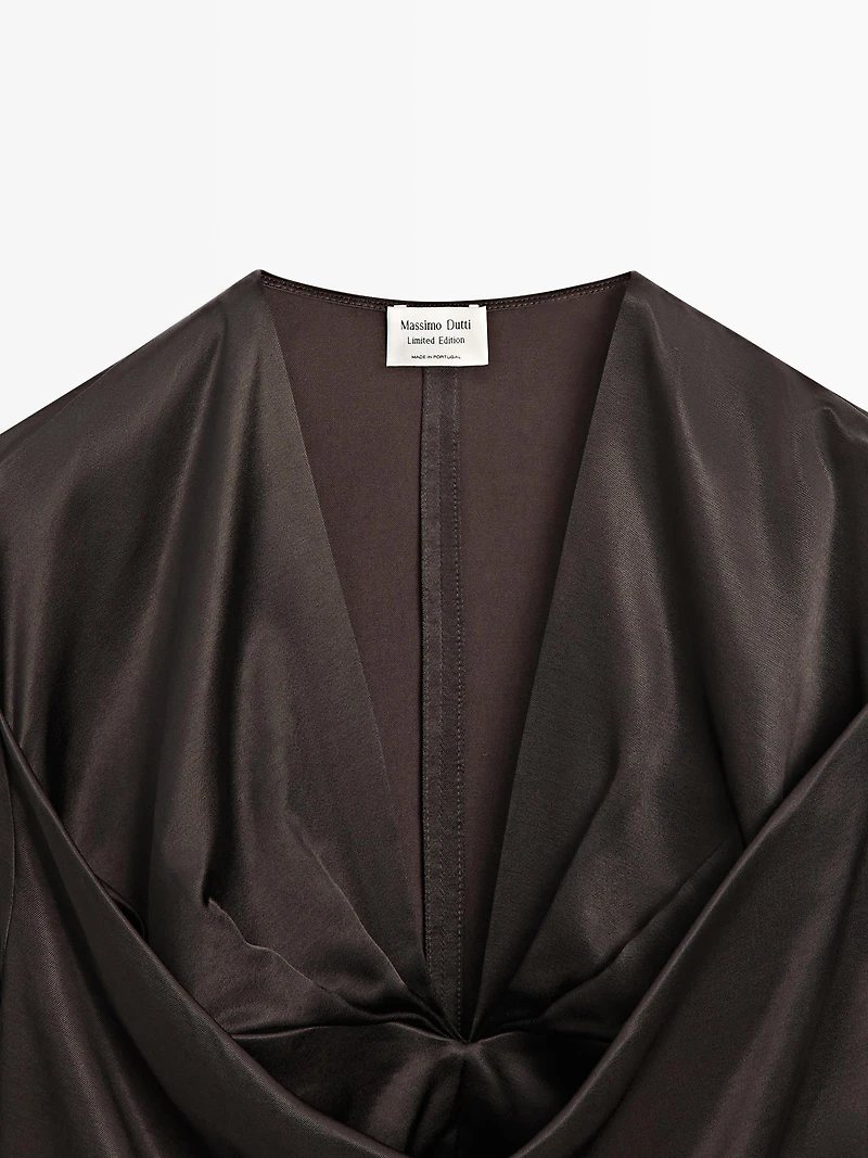 Satin blouse with neckline detail - LIMITED