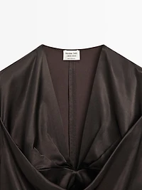 Satin blouse with neckline detail - LIMITED