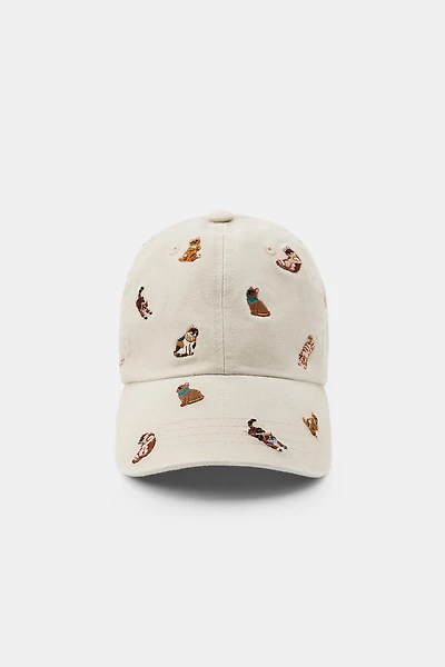 EMBROIDERED CAT TWILL CAP