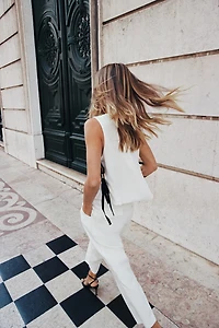 FLORAL EMBROIDERED TIE TOP