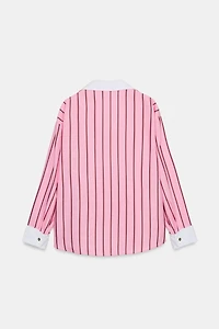 OVERSIZED STRIPED SHIRT WITH CONTRAST CUFFS