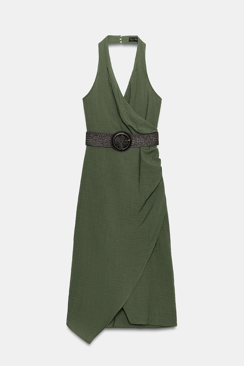 MIDI DRESS WITH LINEN BELT