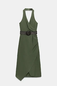 MIDI DRESS WITH LINEN BELT