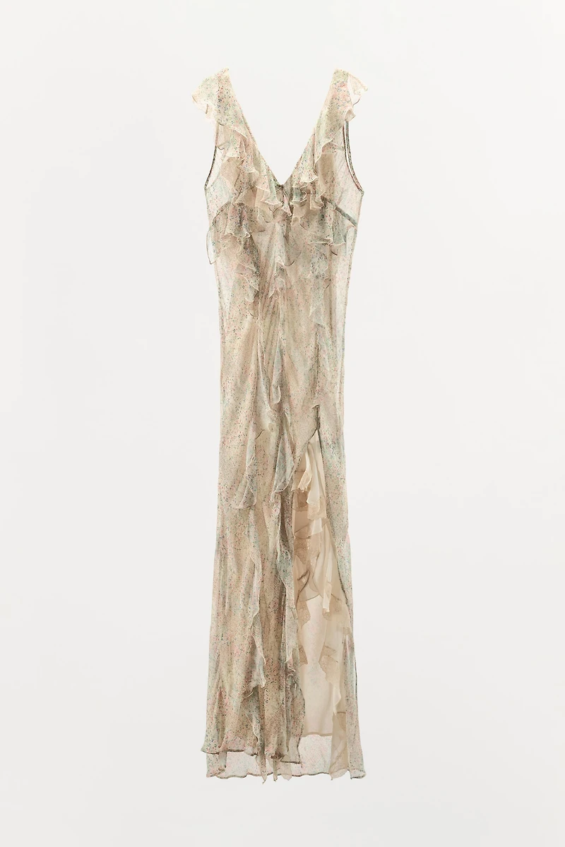 FLORAL PRINT RUFFLE DRESS