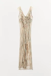 FLORAL PRINT RUFFLE DRESS