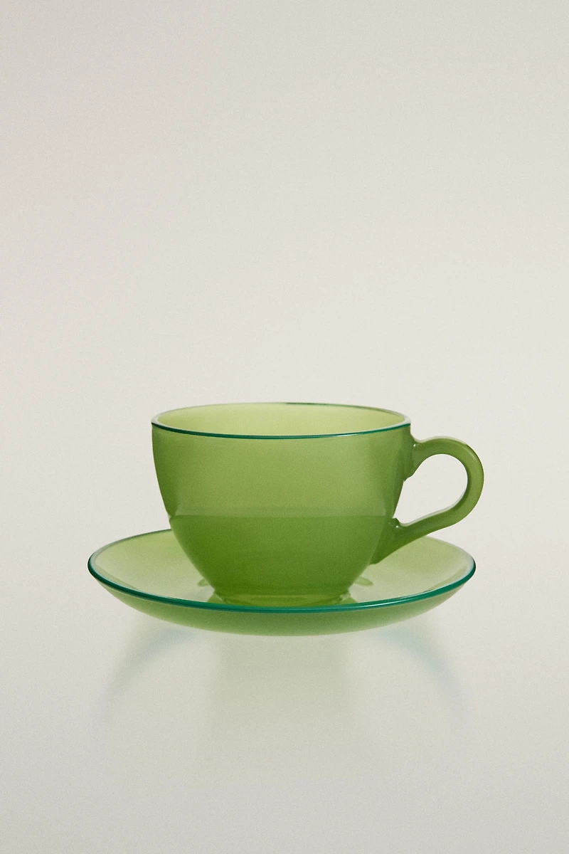 GLASS COFFEE CUP WITH SAUCER