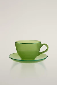 GLASS COFFEE CUP WITH SAUCER