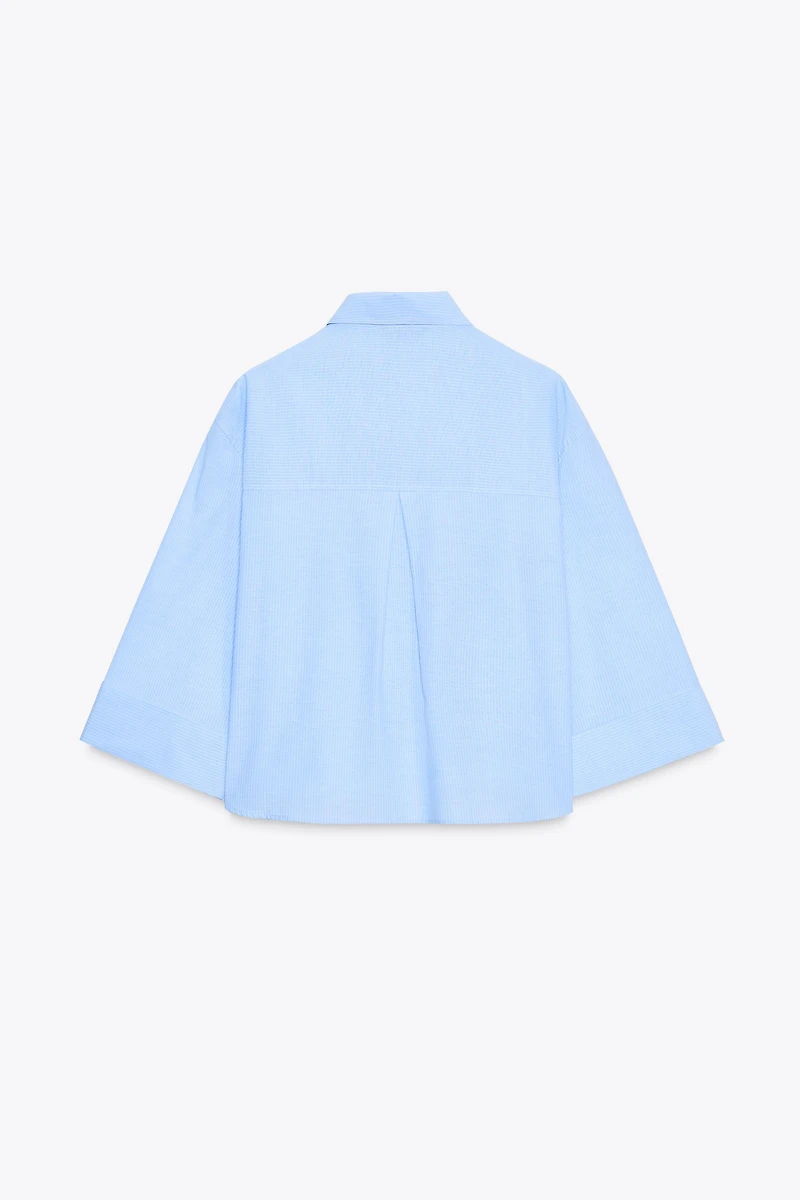 SHORT SHIRT WITH STRIPED FLAPS