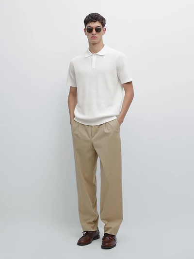 Polo en maille texturée de coton