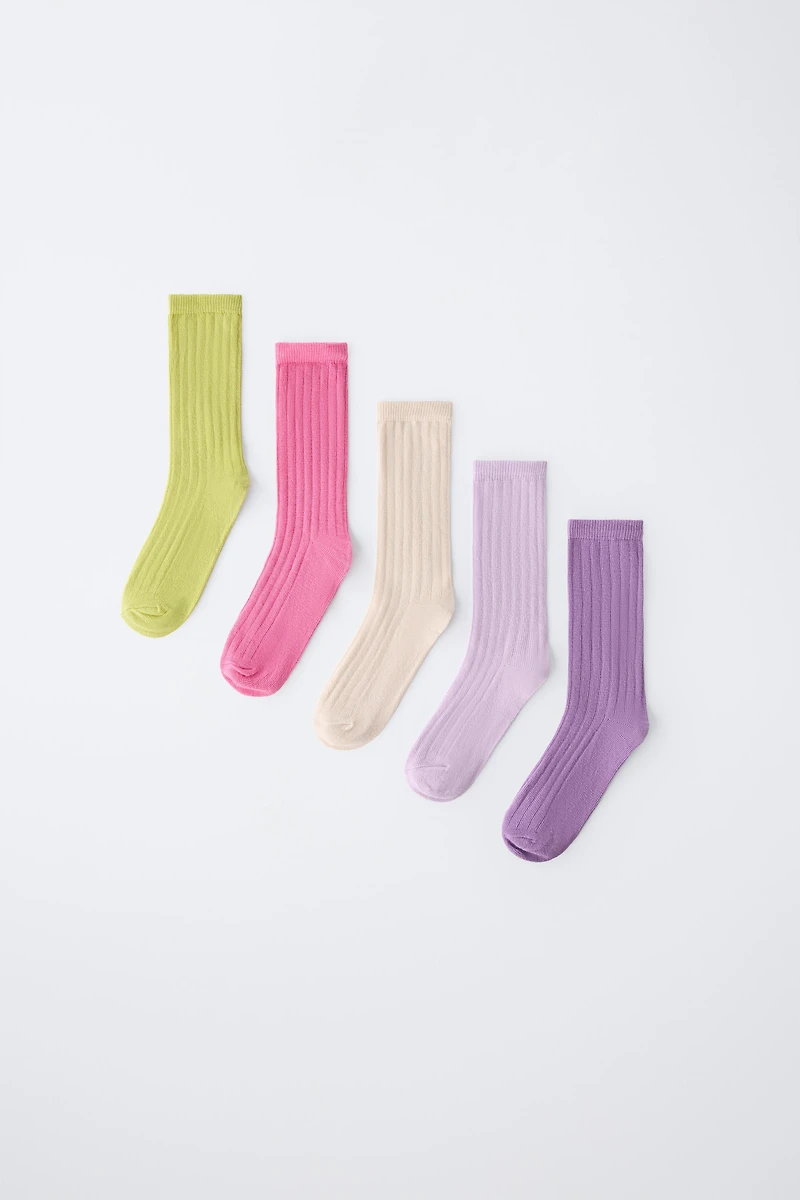 FIVE-PACK OF LONG RIBBED SOCKS
