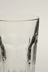 RAISED FLORAL DESIGN GLASS TUMBLER