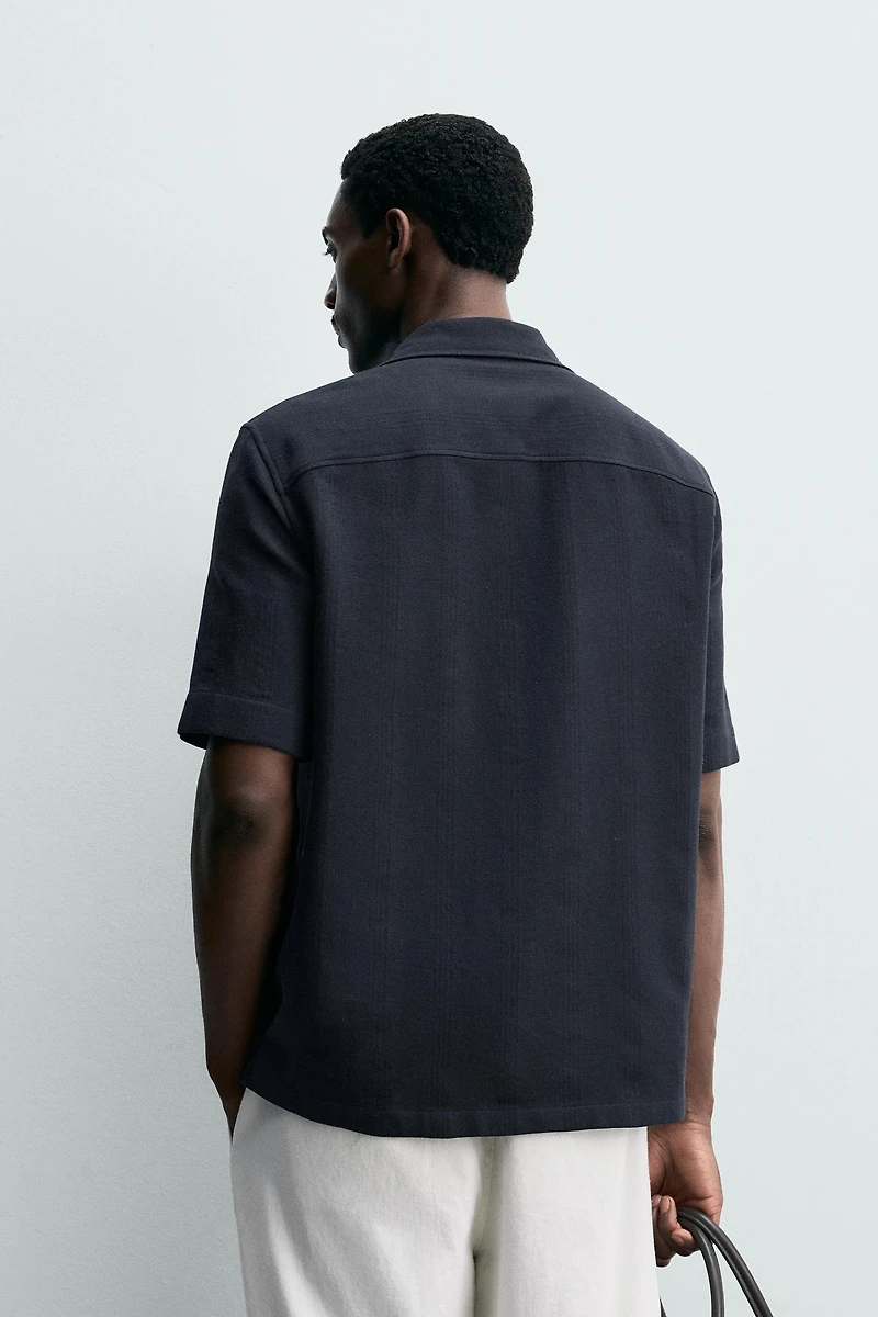 STRIPED JACQUARD POCKET SHIRT