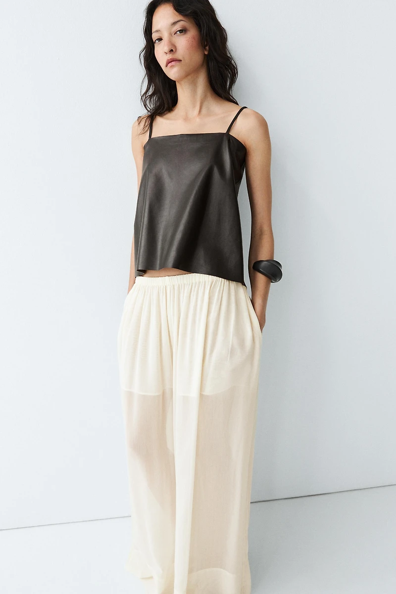 Nappa leather strappy top with back detail