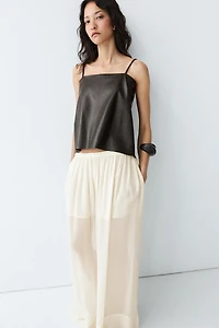 Nappa leather strappy top with back detail