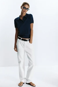 TOP POLO EN MAILLE À MANCHES COURTES