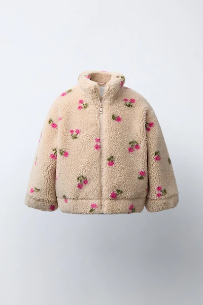 BLOUSON EFFET MOUTON CERISES