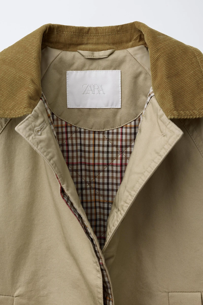 CORDUROY COLLAR TRENCH COAT