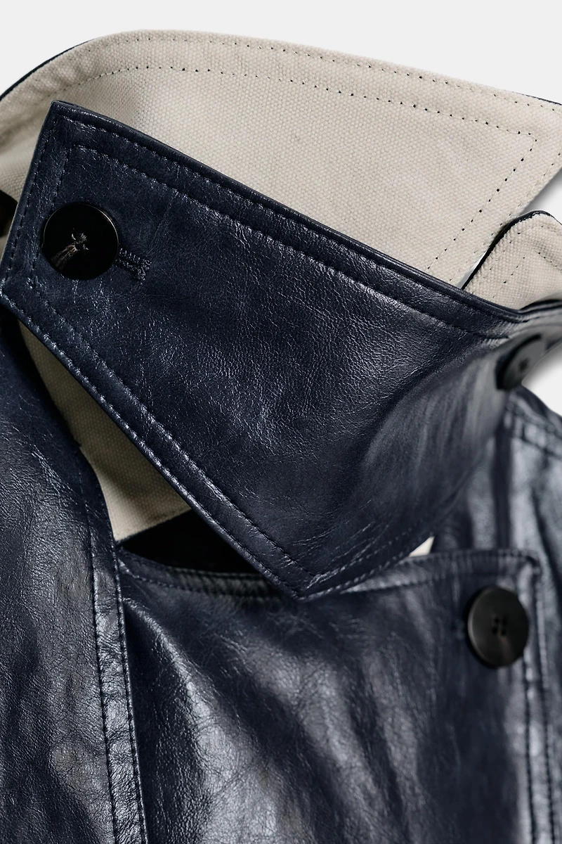 OVERSIZED FAUX LEATHER TRENCH COAT ZW COLLECTION