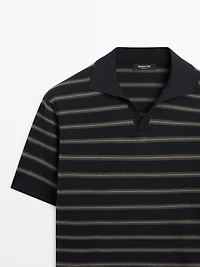 Knit polo shirt with contrast stripes