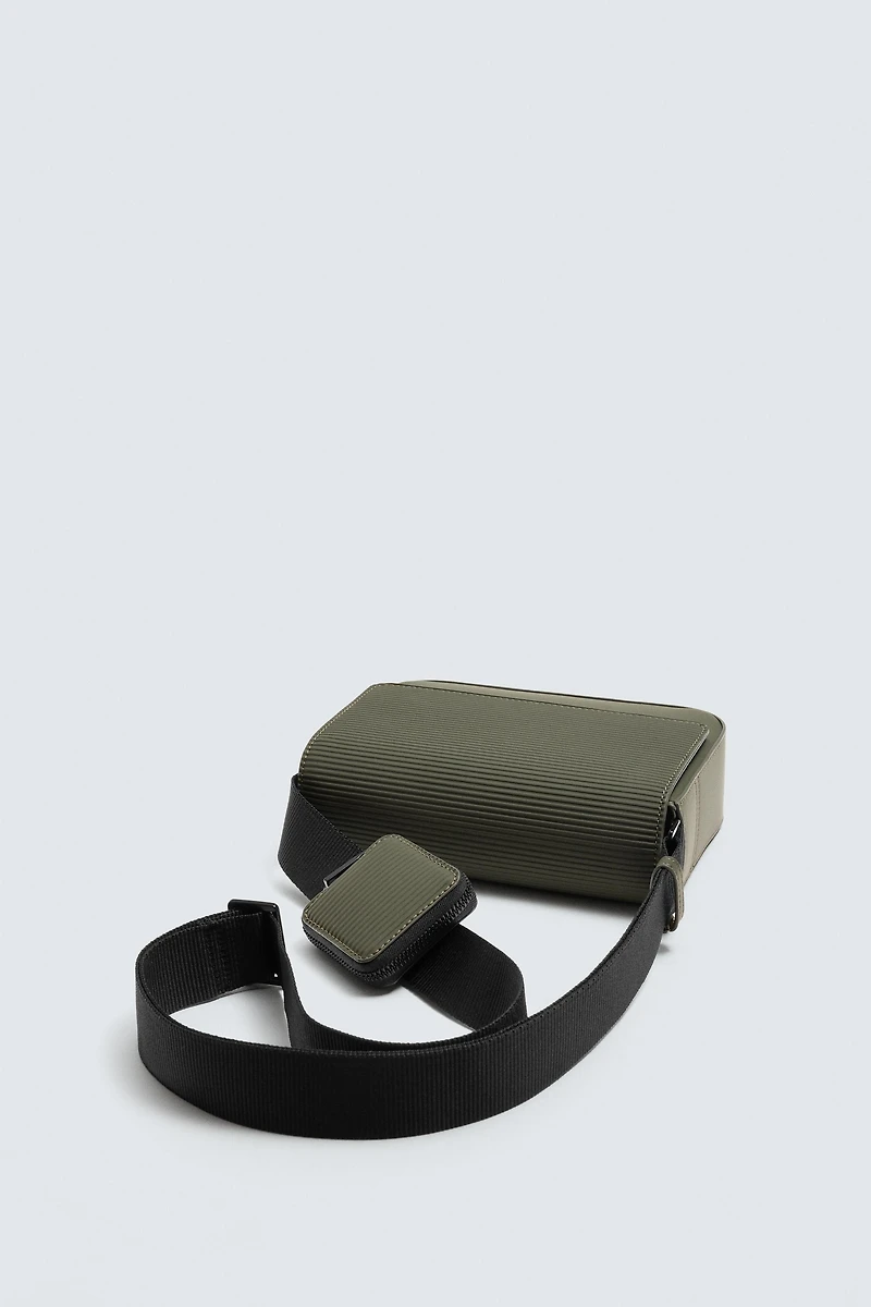TEXTURED RUBBERIZED CROSSBODY BAG