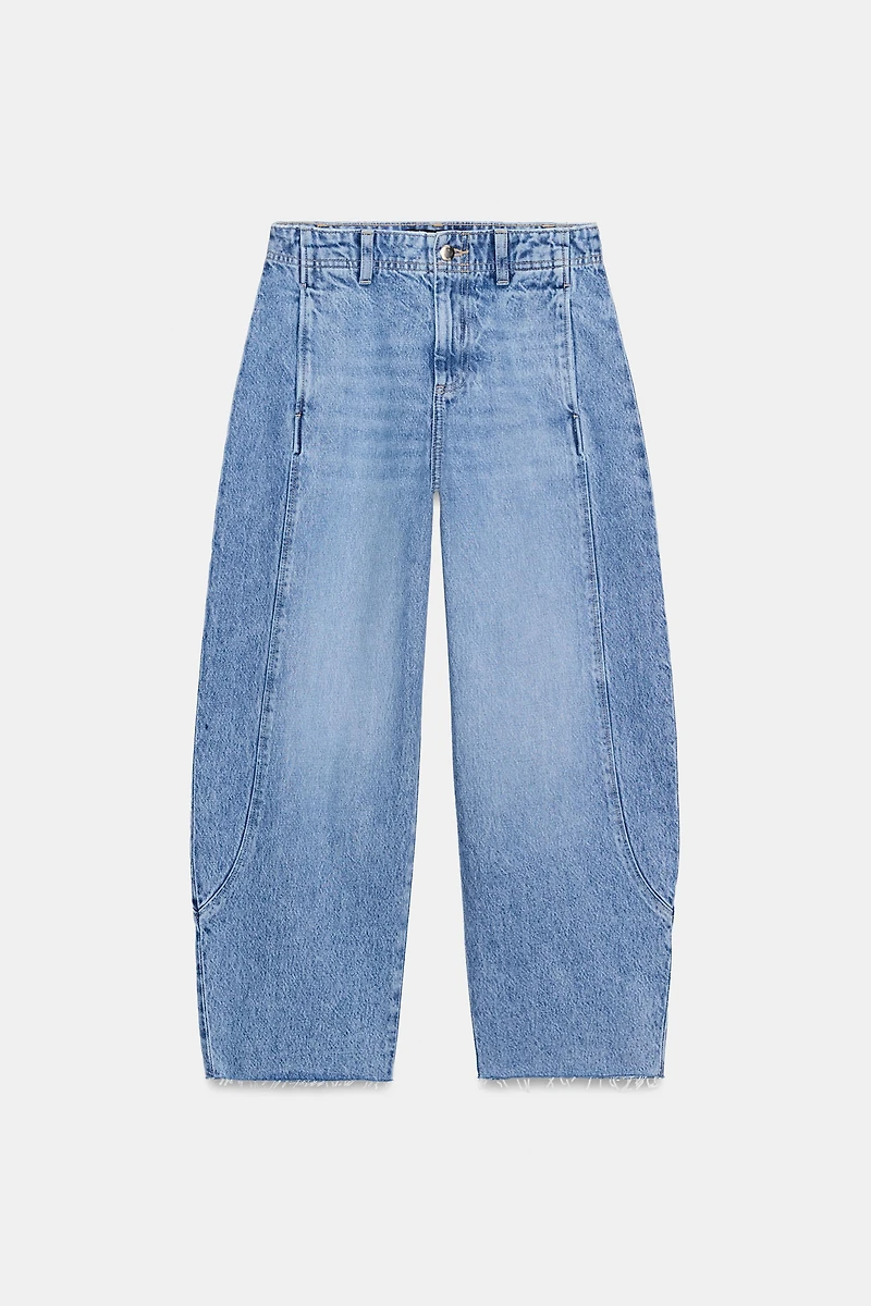 JEAN Z1975 BARREL TAILLE HAUTE COURT À COUTURES