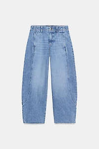 JEAN Z1975 BARREL TAILLE HAUTE COURT À COUTURES