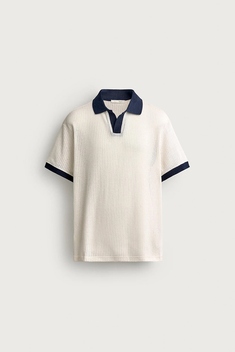 POLO REGULAR FIT À STRUCTURE AJOURÉE