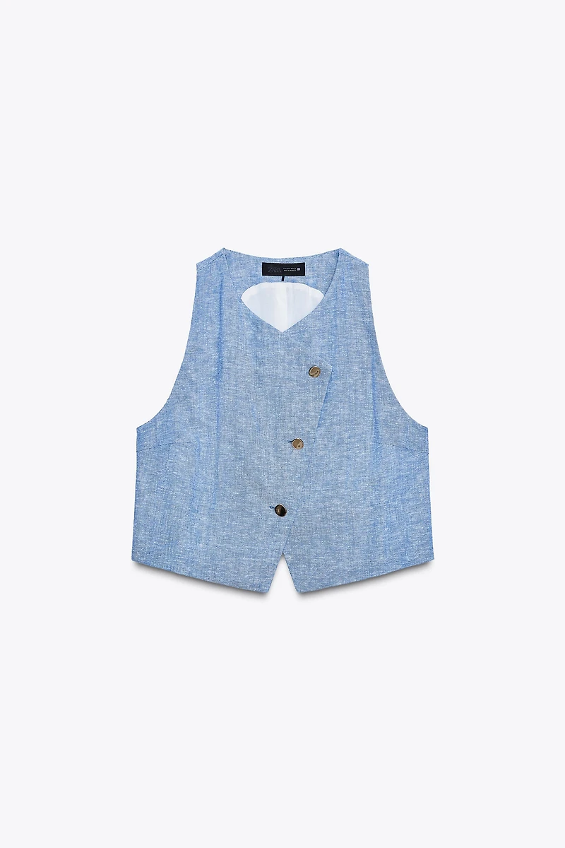 DOUBLE BREASTED LINEN VEST