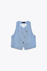DOUBLE BREASTED LINEN VEST