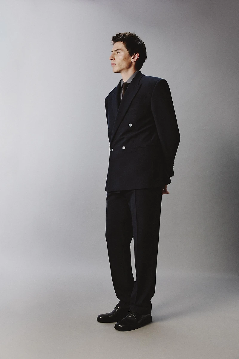 PANTALON DE COSTUME STRAIGHT FIT AVEC LAINE