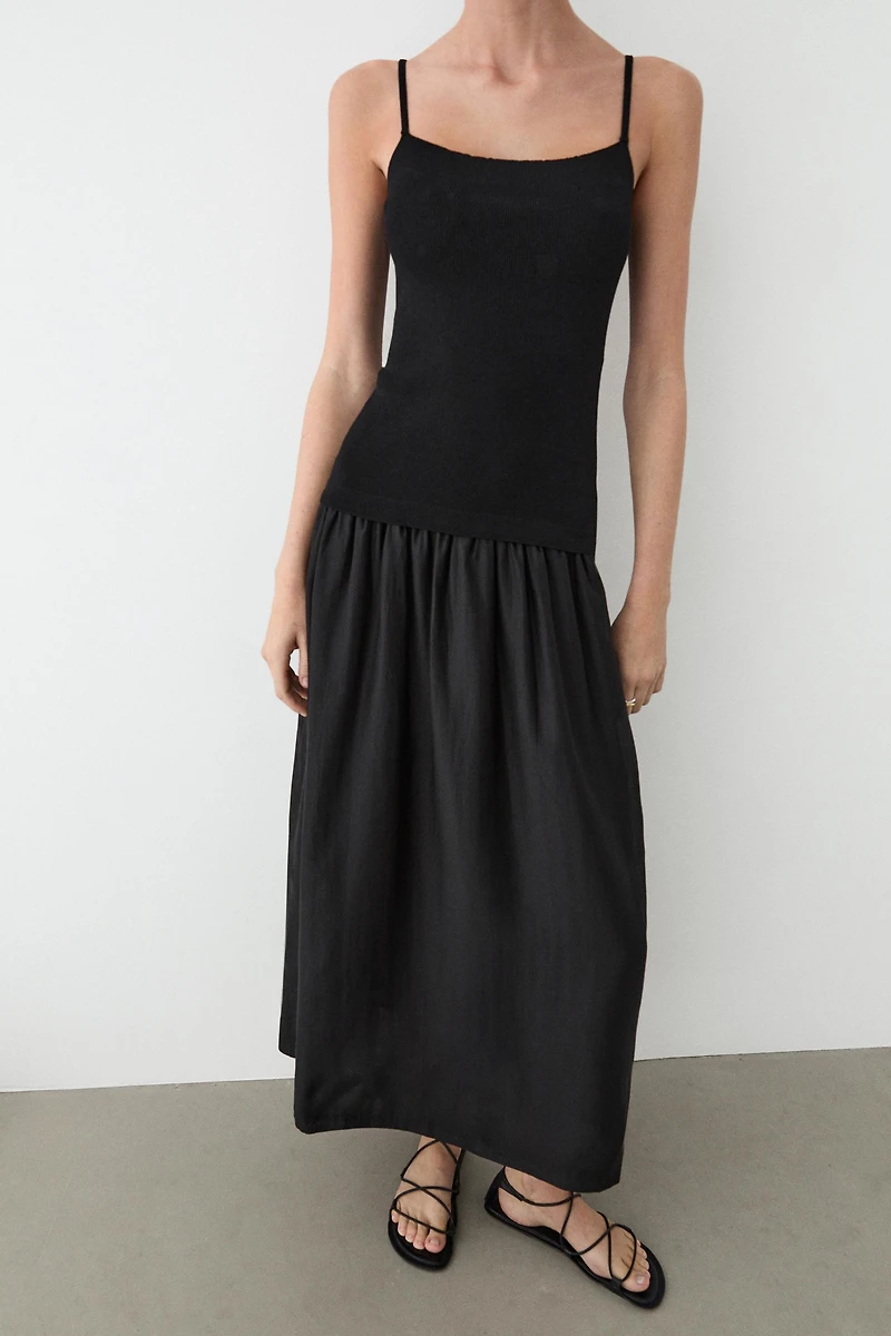 Combined strap midi dress