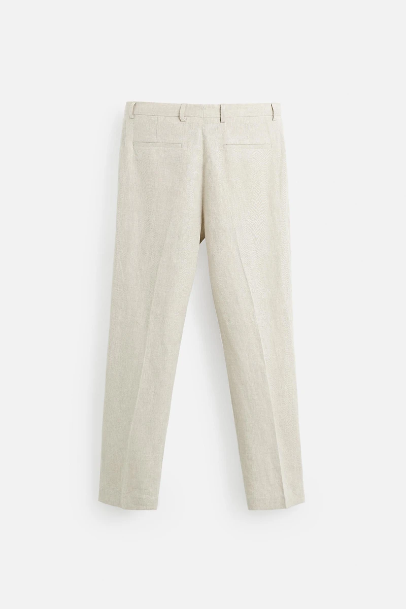 100% LINEN PLEATED PANTS