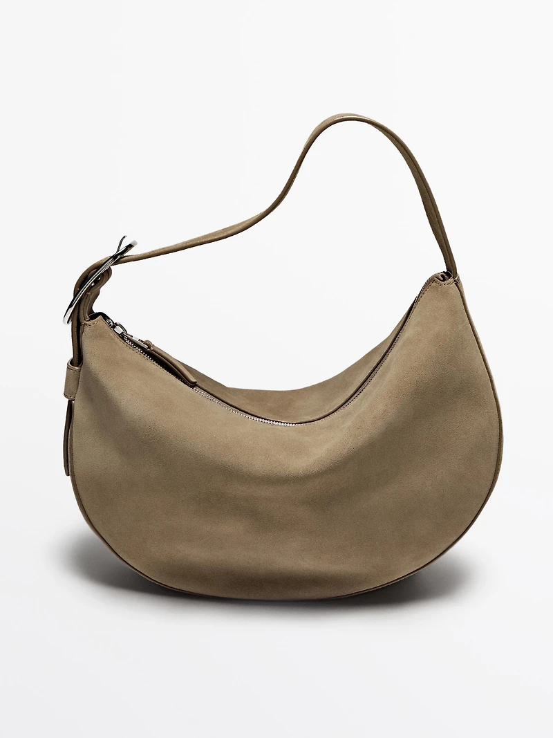 Split suede medium shoulder bag