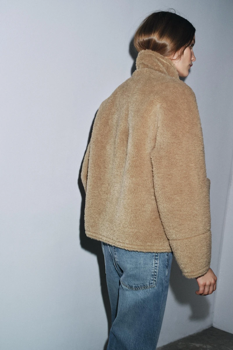 ZW COLLECTION FAUX SHEARLING DOUBLE-FACED JACKET