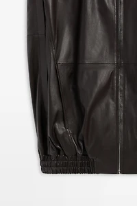 Veste bomber sans manches en cuir nappa