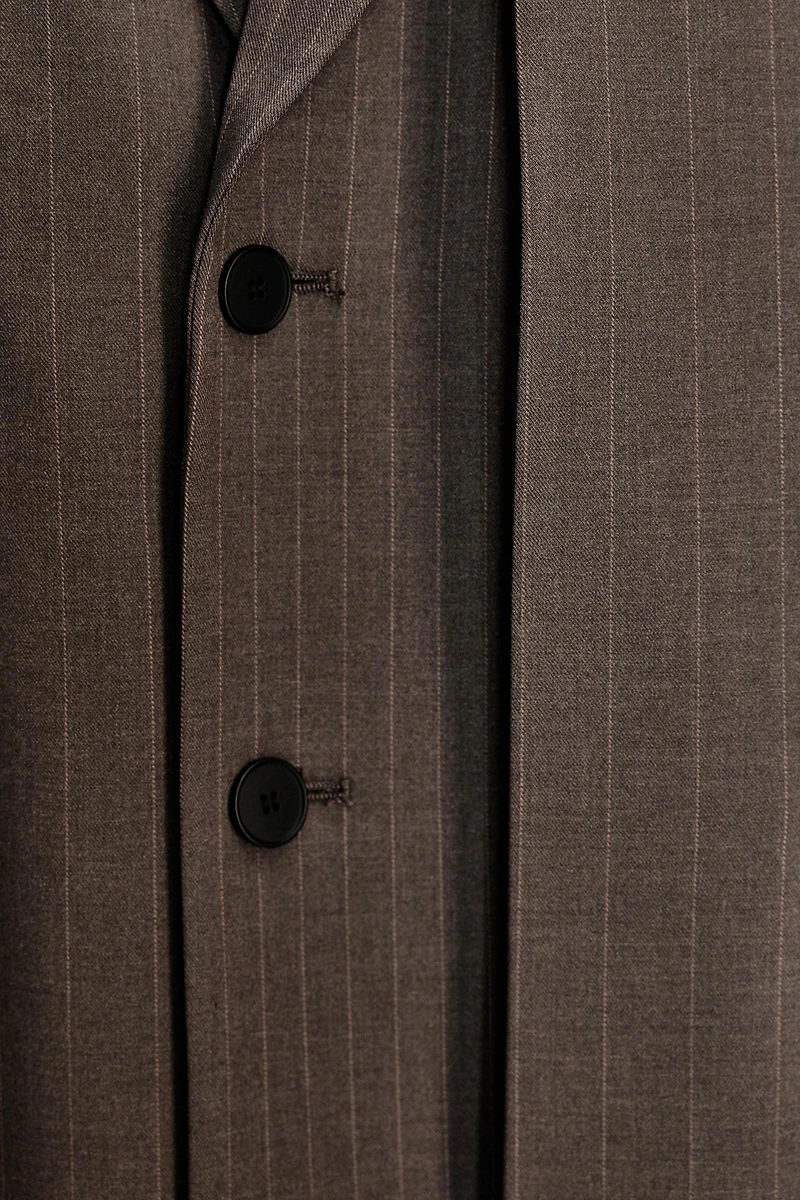 OVERSIZED DOUBLE WEAVE STRIPED BLAZER