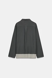 COMBINATION STRIPED VISCOSE BLEND SHIRT