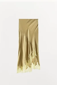 ASYMMETRIC SATIN LACE SKIRT