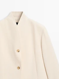 High neck satin blazer